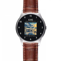 Thumbnail for Embraer E195 - Poster - Leather Strap - Striped Brown Leather Strap