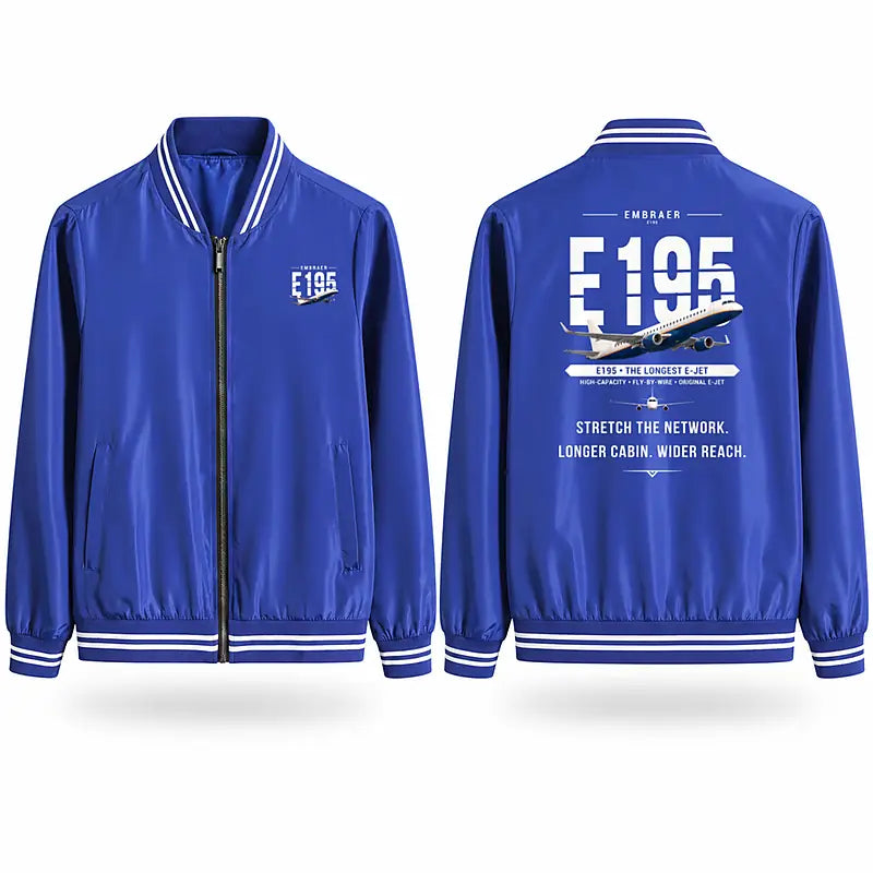 Embraer E195 Stylish Jackets - Baseball Collar - Original - Royal Blue
