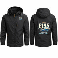 Thumbnail for Embraer E195 Stylish Jackets - Hooded Windbreaker - Cartoon - Black