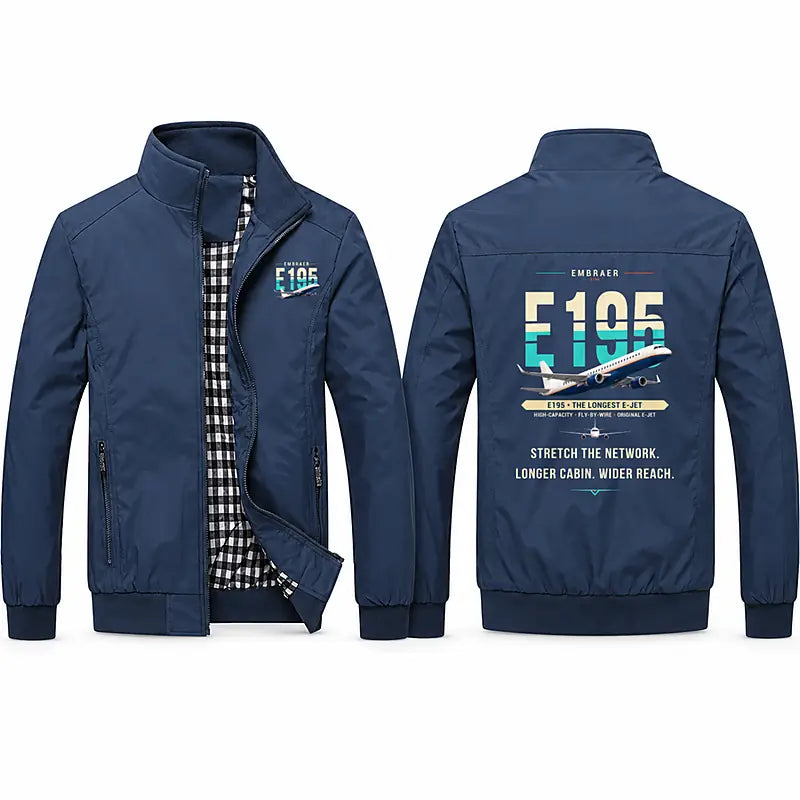 Embraer E195 Stylish Jackets - Stand Collar - Original - Navy Blue