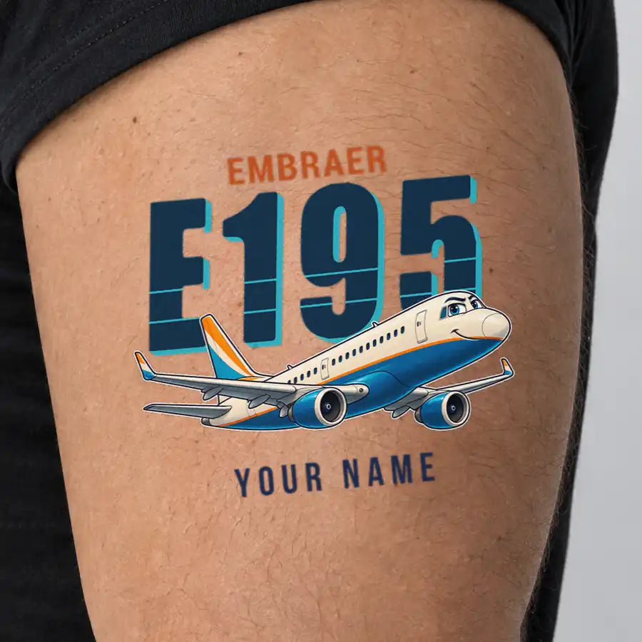 Embraer E195 - Tattoo - Cartoon + Name - Man