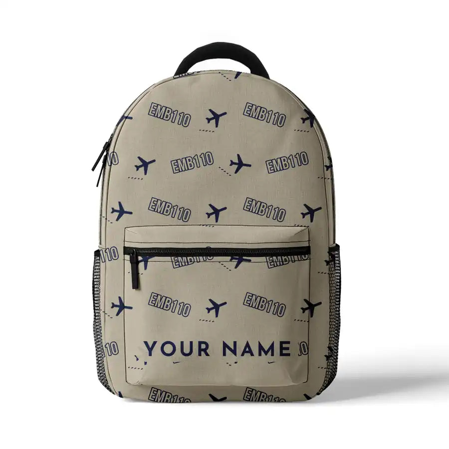 Embraer EMB 110 Bandeirante - 3D Backpack - 3D Pattern + Name - Beige