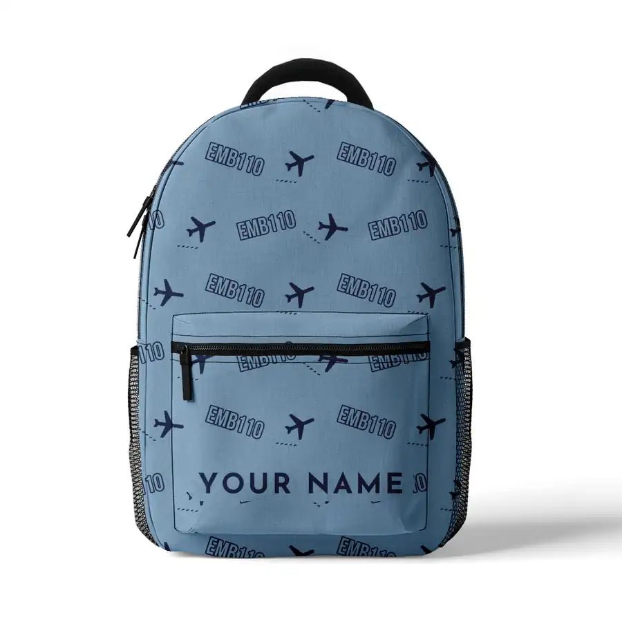Embraer EMB 110 Bandeirante - 3D Backpack - 3D Pattern + Name - Light Blue