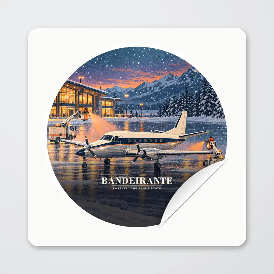 Embraer EMB 110 Bandeirante - 3D - Circle Sticker - Peel
