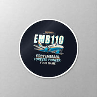 Thumbnail for Embraer EMB 110 Bandeirante - Cartoon + Name - Circle Sticker - Close-up