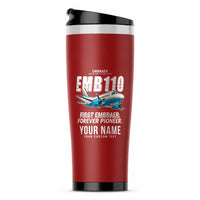 Thumbnail for Embraer EMB 110 Bandeirante - Cartoon + Name - Stainless Steel (No Holder) - Red