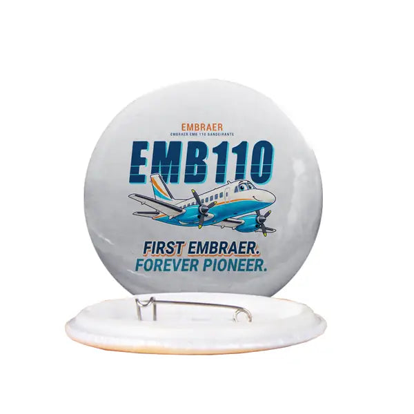 Embraer EMB 110 Bandeirante - Cartoon - Pin - Light Gray