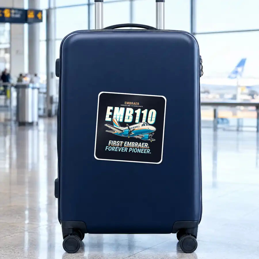 Embraer EMB 110 Bandeirante - Cartoon - Square Sticker - Suitcase