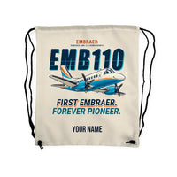 Thumbnail for Embraer EMB 110 Bandeirante - Drawstring Bag - Cartoon + Name - Beige
