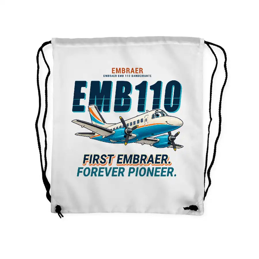 Embraer EMB 110 Bandeirante - Drawstring Bag - Cartoon - White