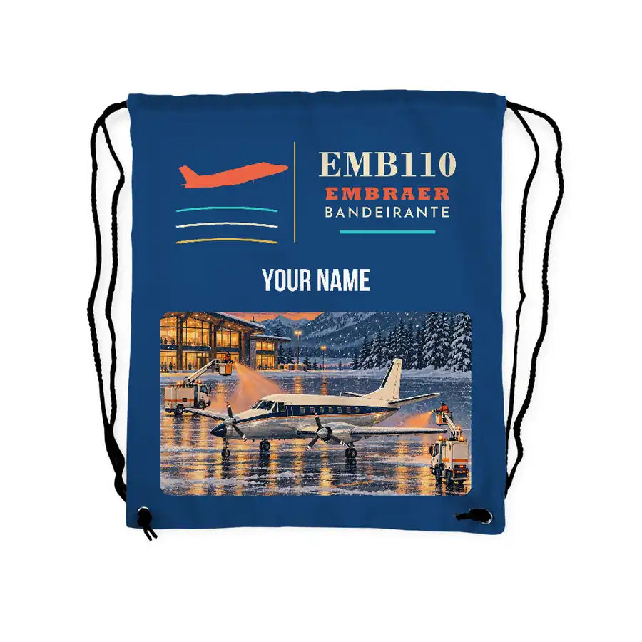 Embraer EMB 110 Bandeirante - Drawstring Bag - Classic + Name - Blue