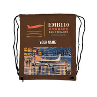 Thumbnail for Embraer EMB 110 Bandeirante - Drawstring Bag - Classic + Name - Brown