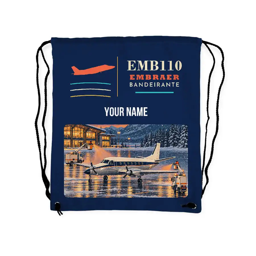 Embraer EMB 110 Bandeirante - Drawstring Bag - Classic + Name - Dark Blue