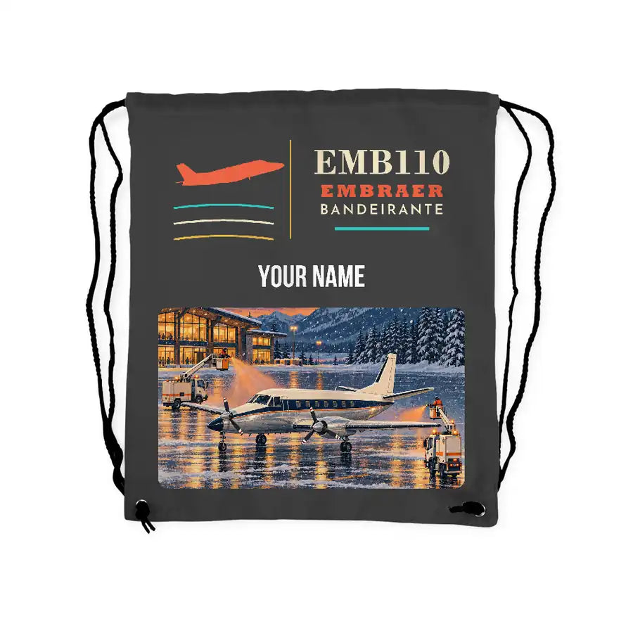 Embraer EMB 110 Bandeirante - Drawstring Bag - Classic + Name - Gray
