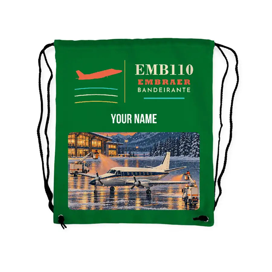 Embraer EMB 110 Bandeirante - Drawstring Bag - Classic + Name - Green