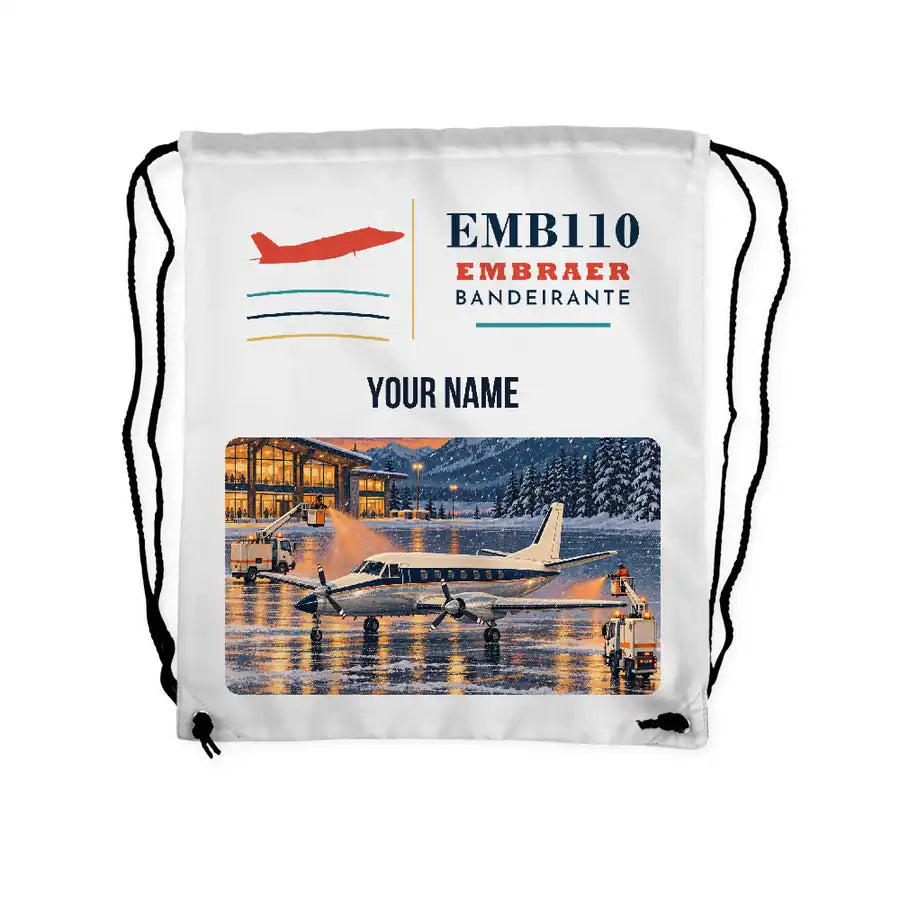 Embraer EMB 110 Bandeirante - Drawstring Bag - Classic + Name - White
