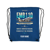 Thumbnail for Embraer EMB 110 Bandeirante - Drawstring Bag - Original + Name - Blue