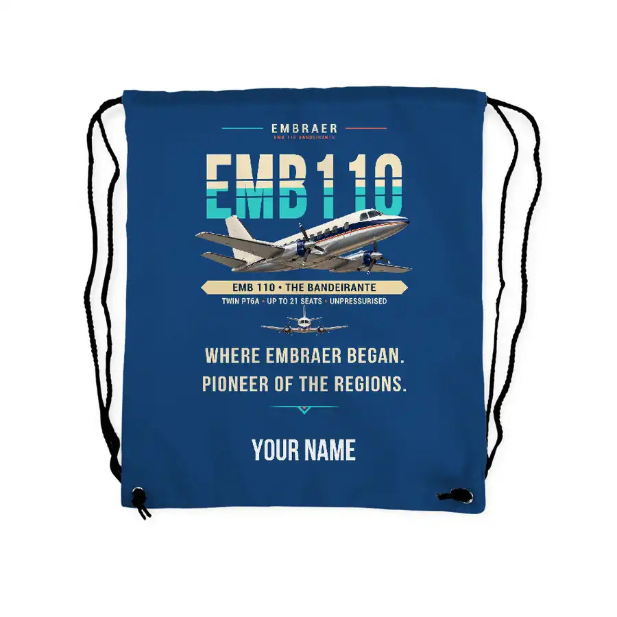 Embraer EMB 110 Bandeirante - Drawstring Bag - Original + Name - Blue