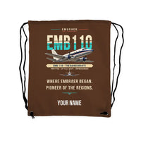 Thumbnail for Embraer EMB 110 Bandeirante - Drawstring Bag - Original + Name - Brown