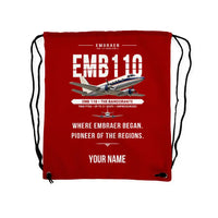 Thumbnail for Embraer EMB 110 Bandeirante - Drawstring Bag - Original + Name - Red