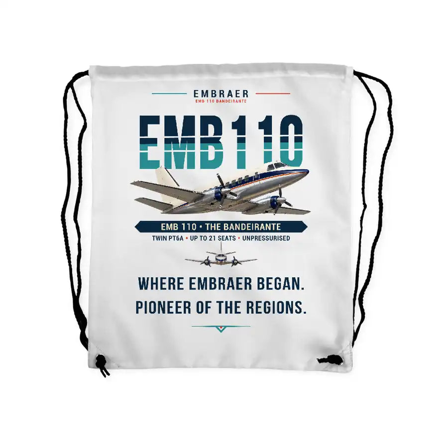 Embraer EMB 110 Bandeirante - Drawstring Bag - Original - White