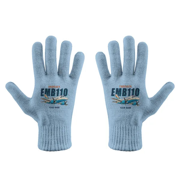 Embraer EMB 110 Bandeirante - Gloves - Full - Cartoon + Name - Light Blue