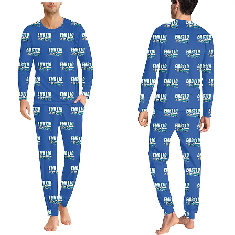 Embraer EMB 110 Bandeirante - Men Pajamas - Cartoon Pattern - Blue