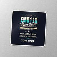 Thumbnail for Embraer EMB 110 Bandeirante - Original + Name - Square Sticker - Close-up