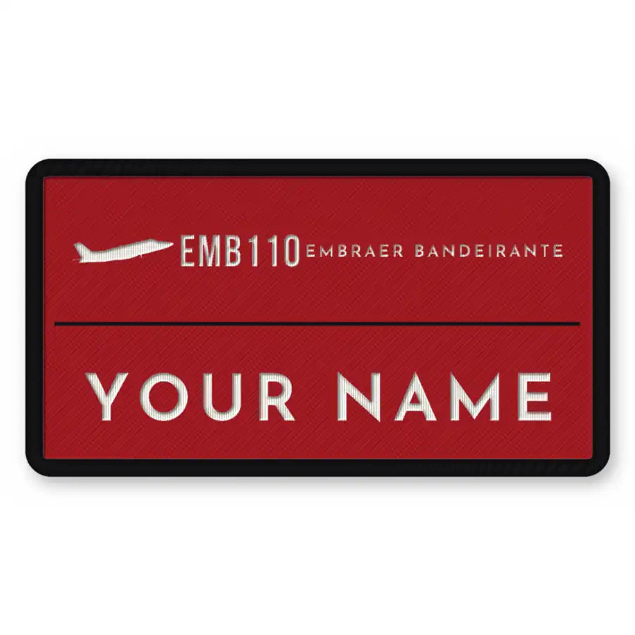 Embraer EMB 110 Bandeirante Patches - Rectangle + Name - Red White