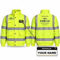 Thumbnail for Embraer EMB 110 Bandeirante Reflective Winter Jackets - Heritage + Name - Fluorescent Yellow