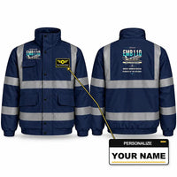 Thumbnail for Embraer EMB 110 Bandeirante Reflective Winter Jackets - Original + Name - Navy Blue