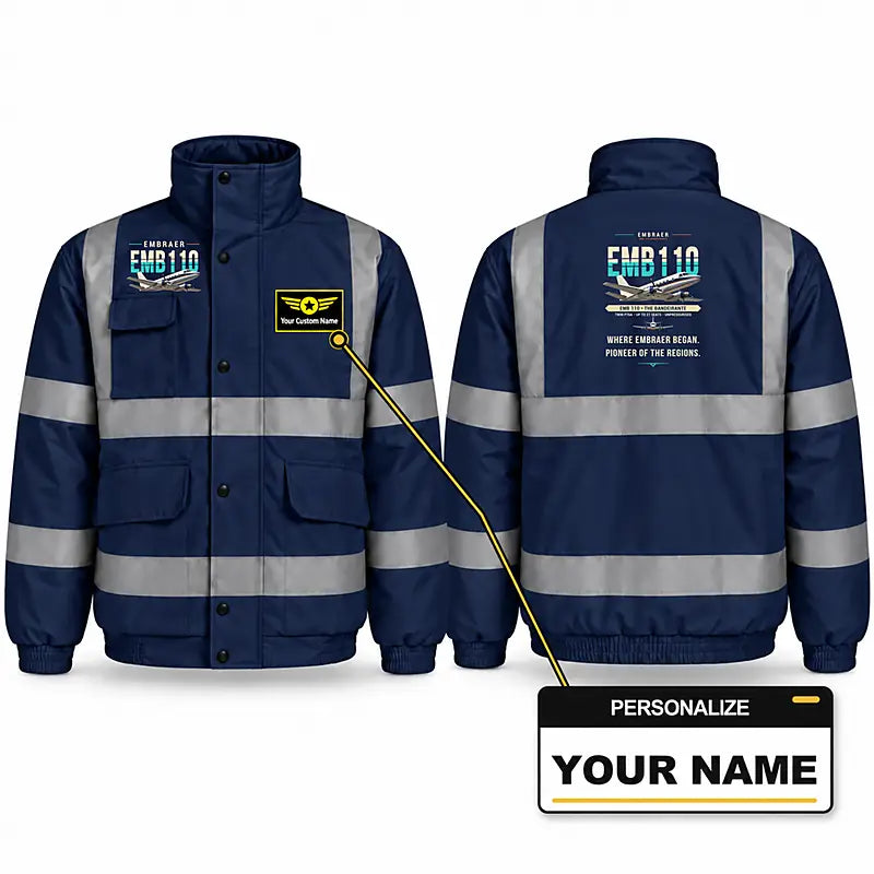 Embraer EMB 110 Bandeirante Reflective Winter Jackets - Original + Name - Navy Blue