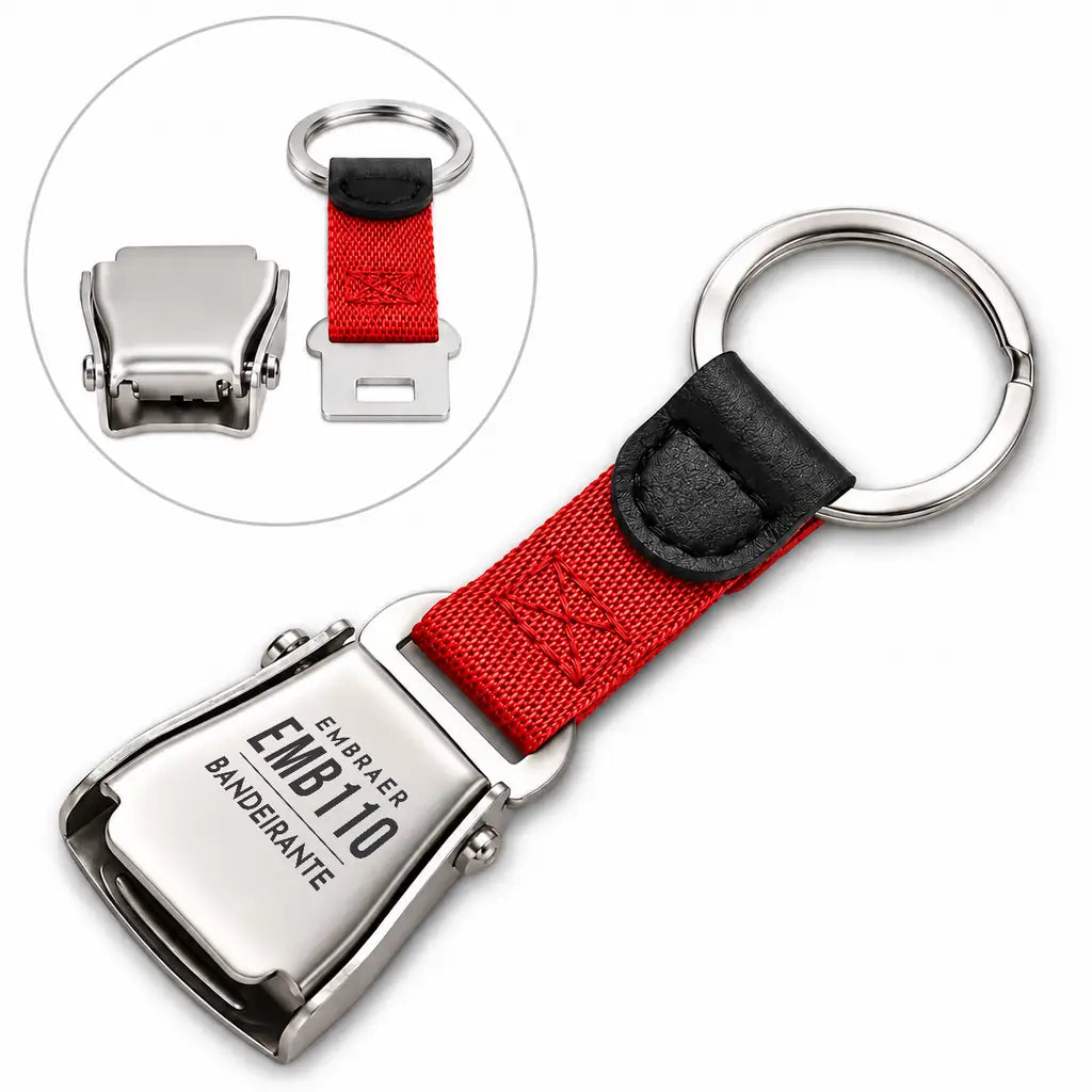 Embraer EMB 110 Bandeirante - Seat Belt Key Chain - Tag - Red