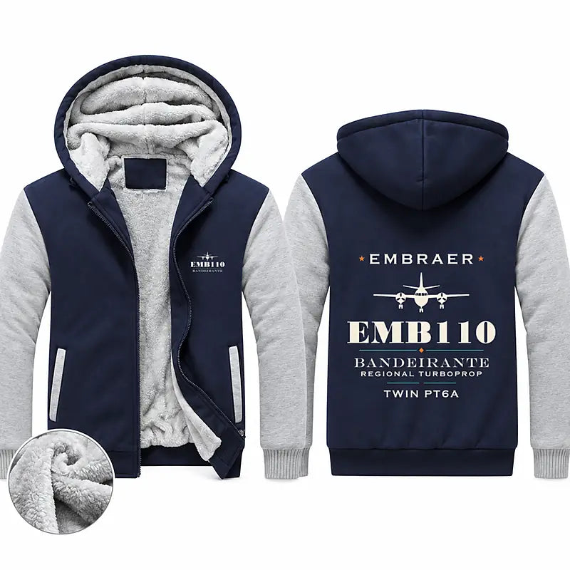 Embraer EMB 110 Bandeirante Zipped Sweatshirts - Heritage - Navy & Gray