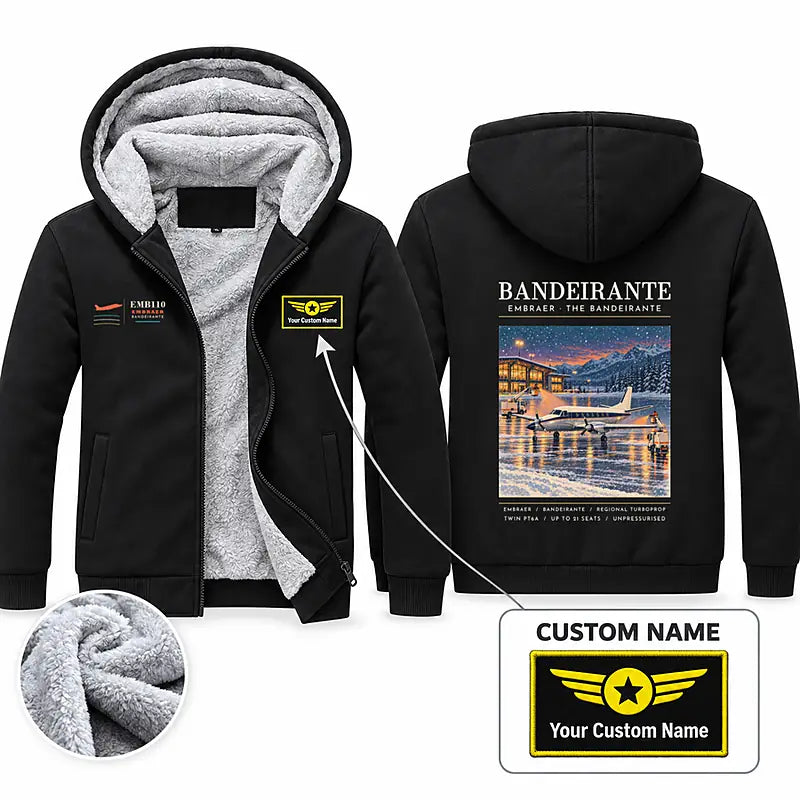 Embraer EMB 110 Bandeirante Zipped Sweatshirts - Poster + Name - Black