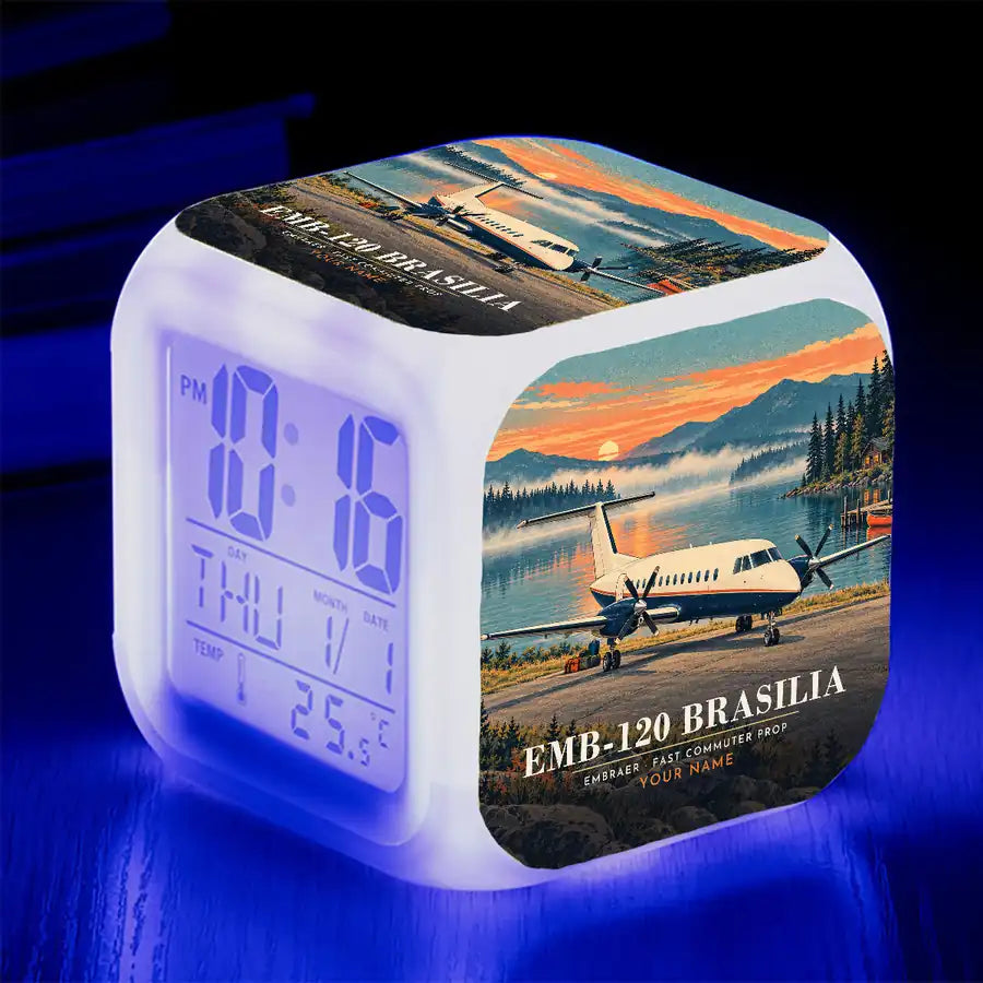 Embraer EMB 120 Brasilia - 3D + Name - Alarm Clock