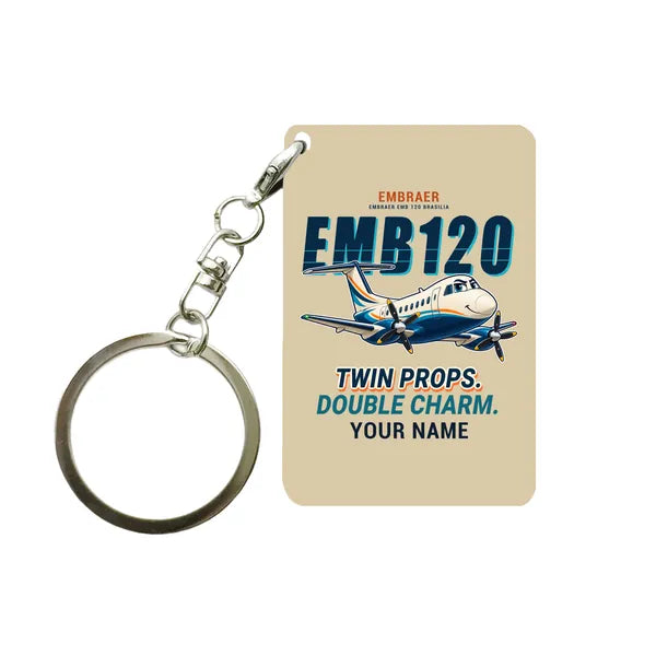 Embraer EMB 120 Brasilia - Cartoon + Name - Key Chain - Beige