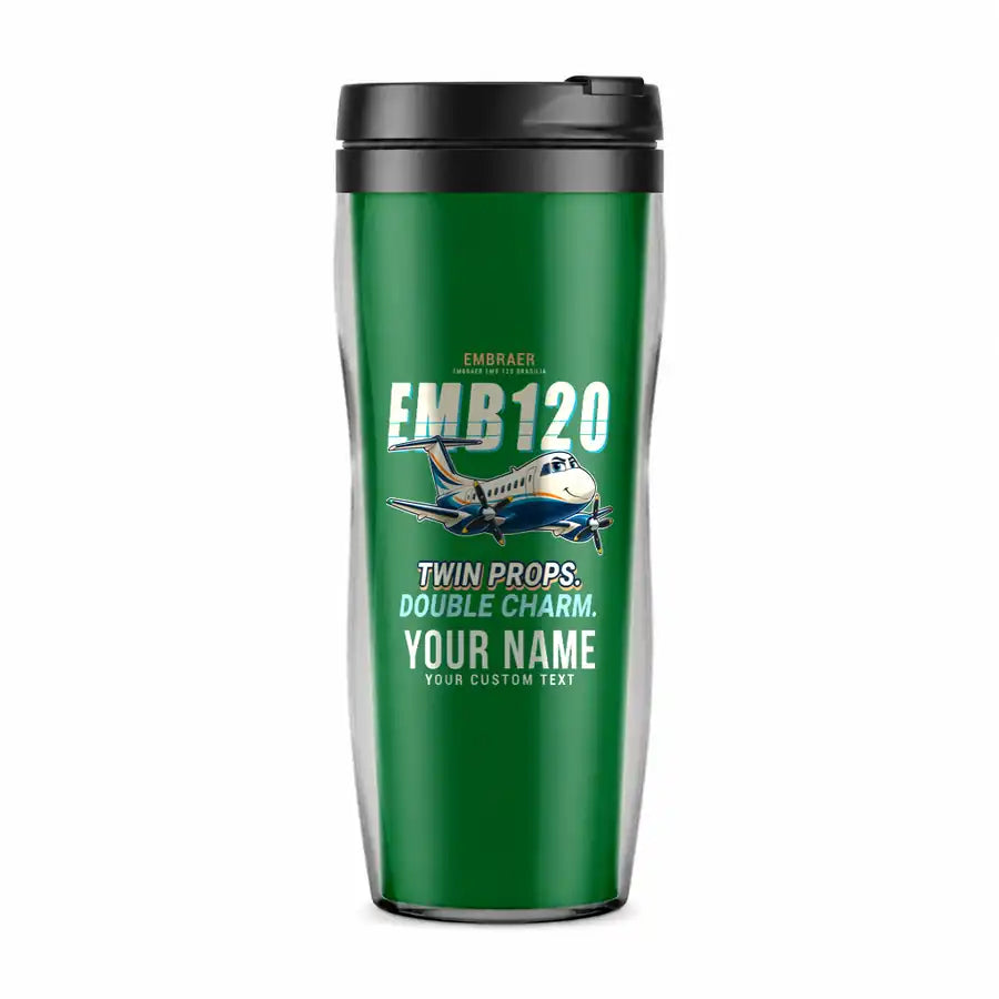 Embraer EMB 120 Brasilia - Cartoon + Name - Plastic (No Holder) - Green