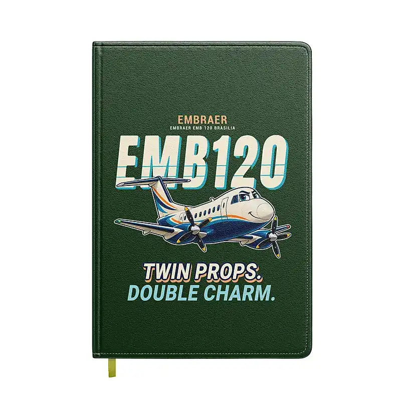 Embraer EMB 120 Brasilia - Cartoon - Notebook - Dark Green