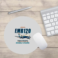Thumbnail for Embraer EMB 120 Brasilia - Cartoon - Round Mouse Pad - Light Gray