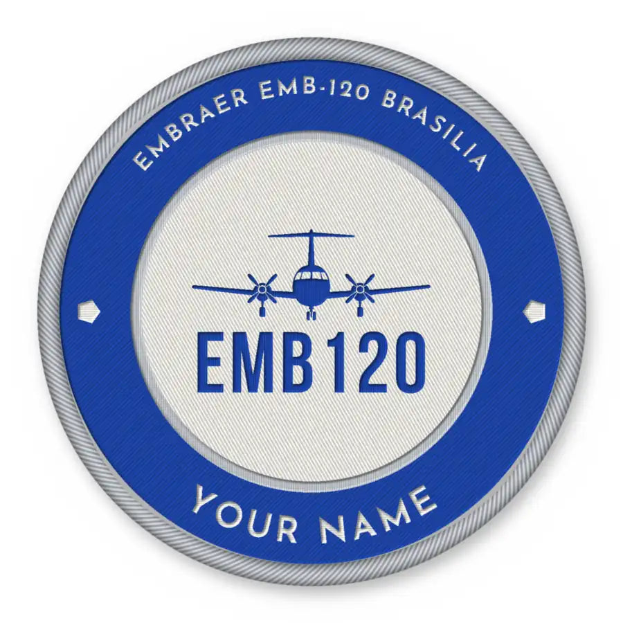 Embraer EMB 120 Brasilia Patches - Circle + Name - Royal White