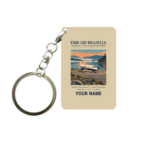 Embraer EMB 120 Brasilia - Poster + Name - Key Chain - Beige
