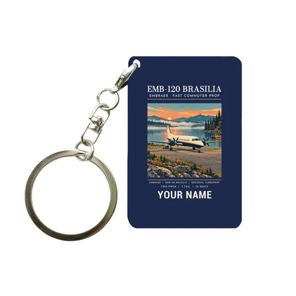 Embraer EMB 120 Brasilia - Poster + Name - Key Chain - Navy Blue