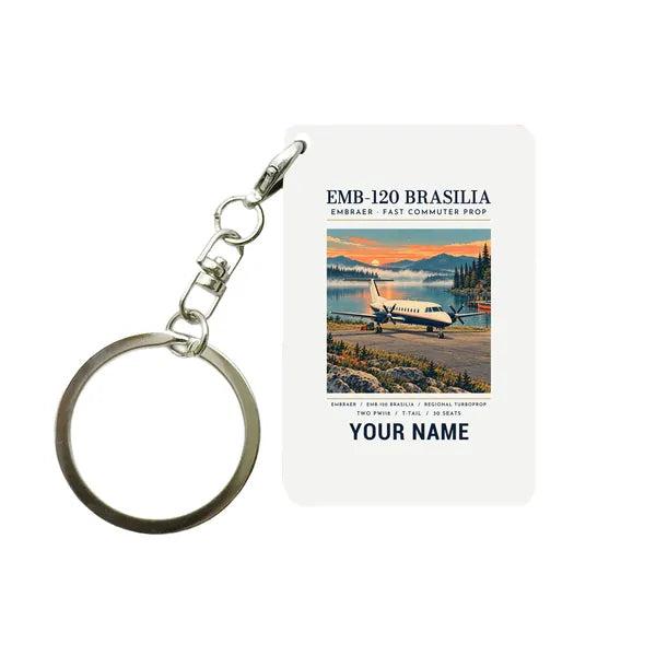 Embraer EMB 120 Brasilia - Poster + Name - Key Chain - White