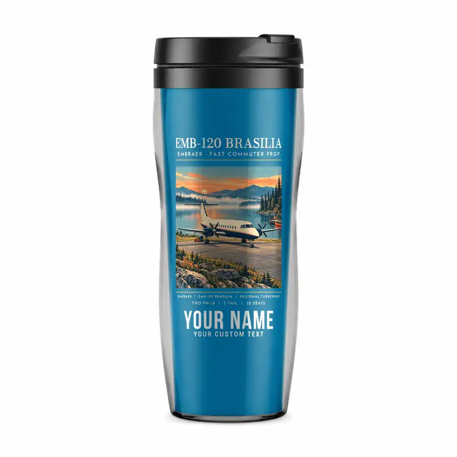 Embraer EMB 120 Brasilia - Poster + Name - Plastic (No Holder) - Light Blue