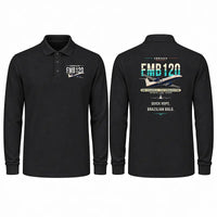 Thumbnail for Embraer EMB 120 Brasilia Premium Polo T-Shirts - Original - Long Sleeve - Black