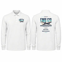 Thumbnail for Embraer EMB 120 Brasilia Premium Polo T-Shirts - Original - Long Sleeve - White