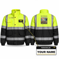 Thumbnail for Embraer EMB 120 Brasilia Reflective Winter Jackets - Poster + Name - Fluorescent Yellow & Navy