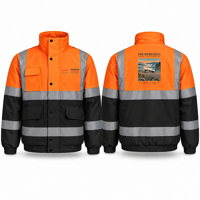 Embraer EMB 120 Brasilia Reflective Winter Jackets - Poster - Orange & Navy