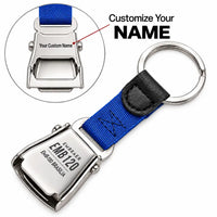 Thumbnail for Embraer EMB 120 Brasilia - Seat Belt Key Chain - Tag + Name - Blue